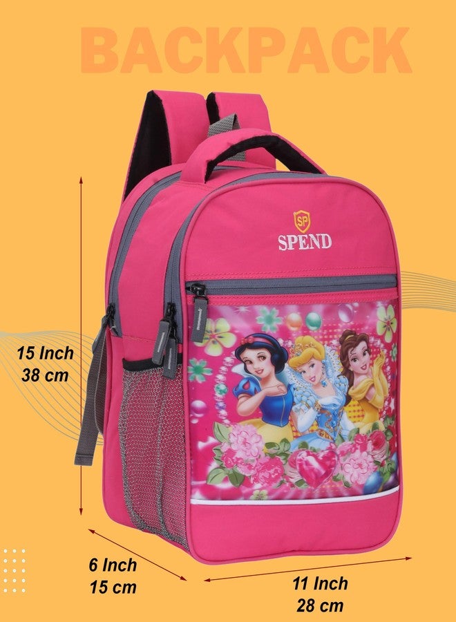 حقيبة ظهر للبنات من سبيند بتصميم أميرة وردية اللون، مزينة بنقوش زهور، مزودة بأحزمة قابلة للتعديل وسحاب متين - حقيبة ظهر أنيقة ومتينة من ديزني برينسيس للمدرسة والاستخدام اليومي - Image 4